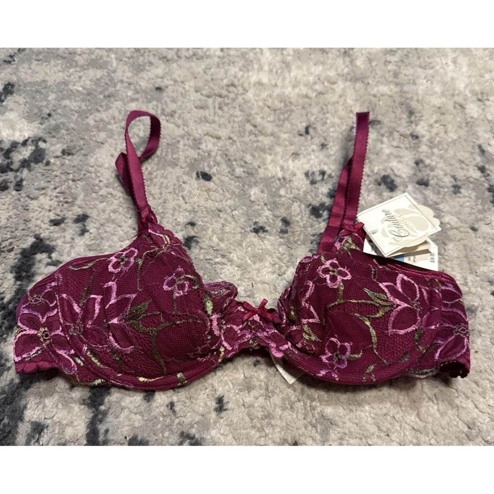 Cabernet Couture Underwire Bra Burgundy Lined Lace 34C